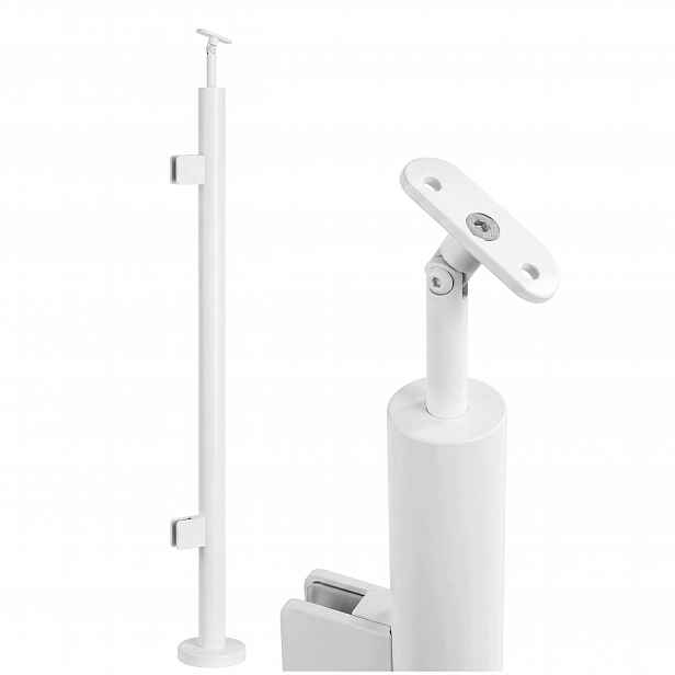 Startovací sloupek skleněného zábradlí 110 cm kulatý fi 42 mm Bílý Loft
