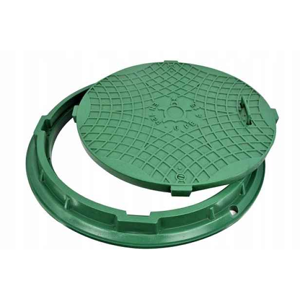 Zahradní poklop Pp 600 A15 zelený se zámkem H=70 mm U