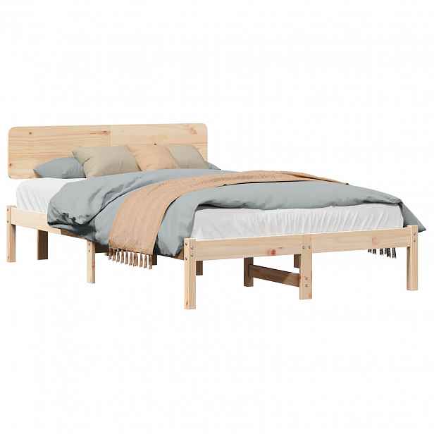 vidaXL Rám postele s čelo Přírodní 140 x 190 cm Masivní borové dřevo