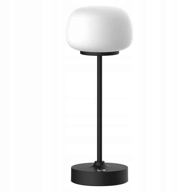 Led stolní lampa černá skleněná bílá akumulátor lampa do ložnice Polux