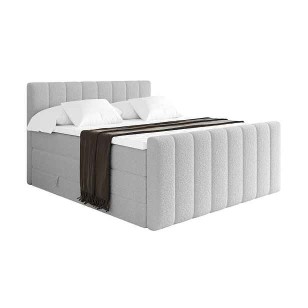 ALTDECOR BOXSPRINGOVÁ POSTEL s matrací H3/H4 - OTTA-Z KING - 200x200 cm Světle šedá