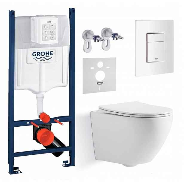 Sada Wc Rám Grohe Rapid s mísou Wc Tornado Blatná a tlačítkem bílá