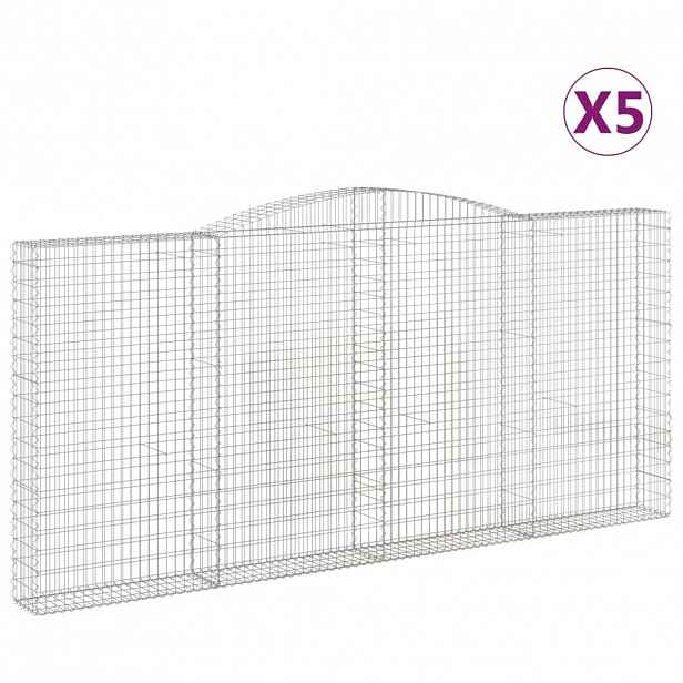vidaXL Klenuté gabionové koše 5 ks 400x30x180/200cm pozinkované železo