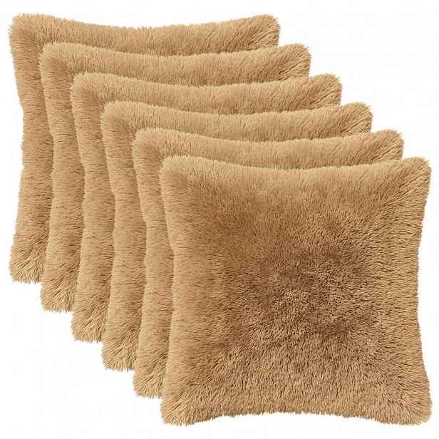 vidaXL Povlak na polštář 6 pcs HEERLEN Taupe 30 x 30 cm PV fleece
