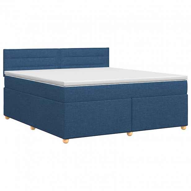vidaXL Postel boxspring s matrací s čelo Modrá 140 x 190 cm Textil
