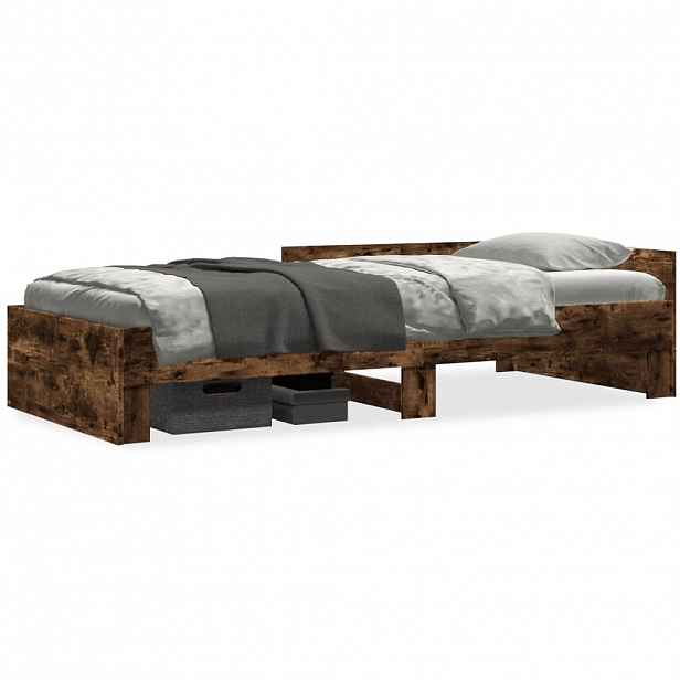 vidaXL Rám postele bez matrace kouřový dub 90x200 cm kompozitní dřevo