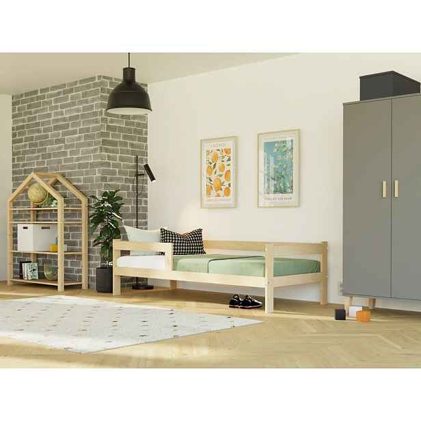 Benlemi Jednolůžková postel ze dřeva SAFE 5v1 se zábranou Zvolte barvu: Cihlová, Zvolte rozměr: 135x190 cm, Zvolte zábranu: S jednou zábranou