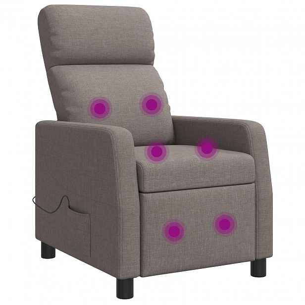vidaXL Masážní polohovací křeslo Taupe Textil