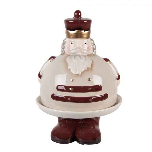 Béžový keramický podnos s poklopem Louskáček ChrisMs - Ø 17*25 cm Clayre & Eef