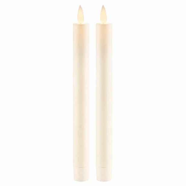LED svíčka vysoká z pravého vosku Sara, mandlová, 2 × 25 cm, 2× AAA, balení 2 ks