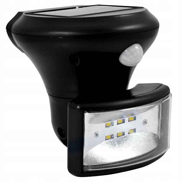 Nástěnné svítidlo solární Led svítidlo 5W s senzorem, černá, studená barva Polux