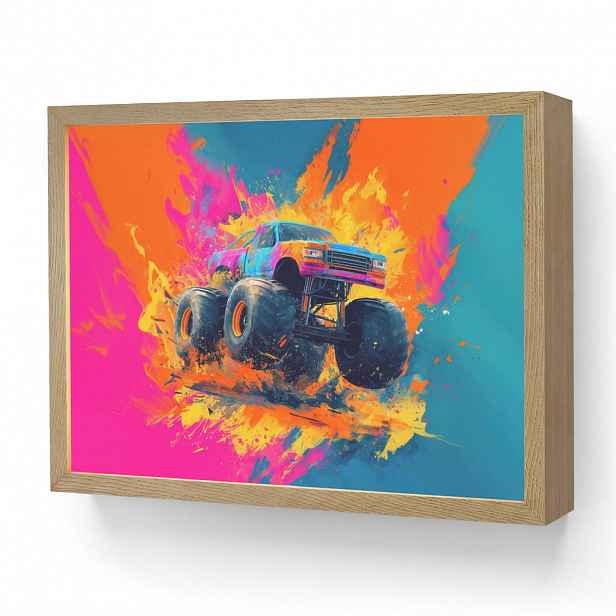 OnlyWow NÁSTĚNNÁ LAMPA S AKUMULÁTOREM Monster truck - Abstraktní - Stříkající barva - Barevné 40x30 cm