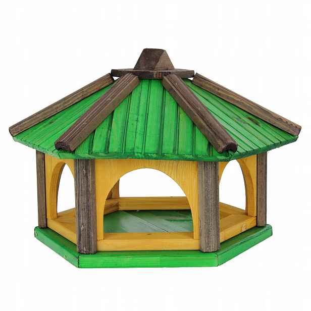 Velký Polský dřevěný krmítko pro ptáky do zahrady 50x46x35 cm K50 Zelená