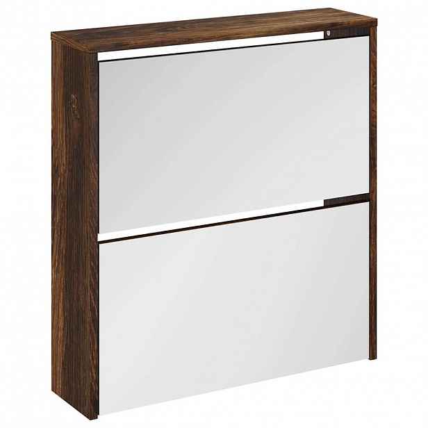 vidaXL Botník se zrcadlem 2patrový kouřový dub 63 x 17 x 67 cm