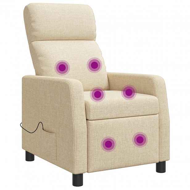 vidaXL Masážní polohovací křeslo Krémová Textil