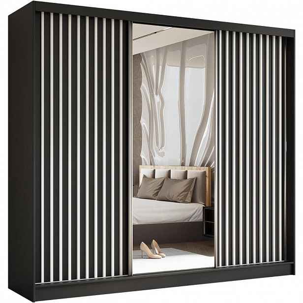 Beautysofa SKŘÍŇ s posuvnými dveřmi Helix 240/216/61 černá + bílá