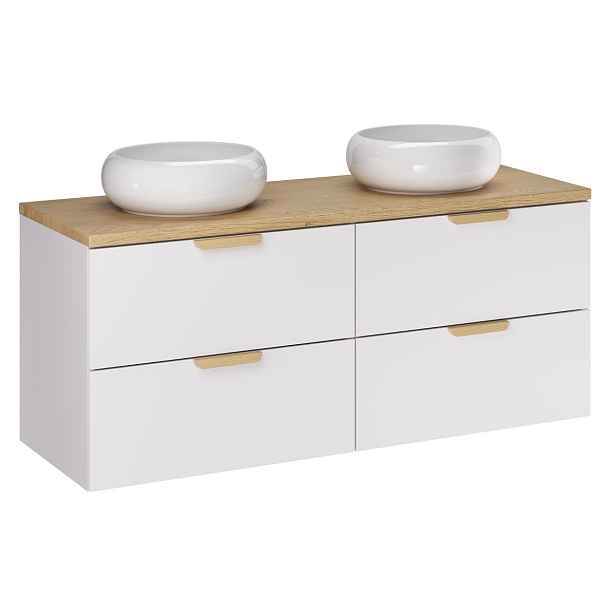 Comad Závěsná skříňka pod umyvadlo Aster Nordic Wiki s deskou 120 cm bílá/dub cremona