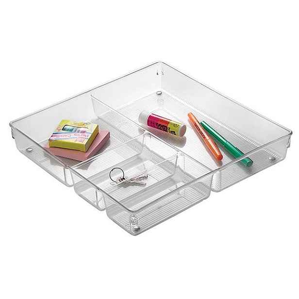 CONFORTIME Organizér, vložka do zásuvky, transparent FLEXI, 4 přihrádky 31 x 31 cm