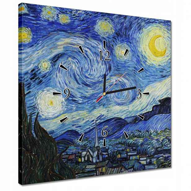 Hodiny 40x40 Hvězdná noc Van Gogh