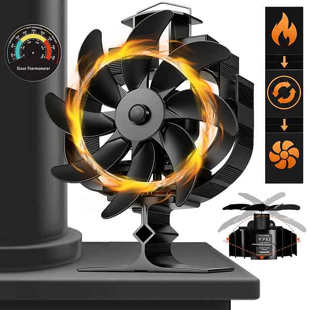 Krbový Ventilátor S 8 Termoelektrickými Lopatkami Napájený Teploměrem
