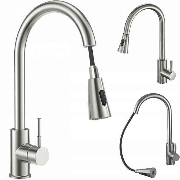 Kuchyňská Baterie Vytahovací Sprcha Inox Flexibilní