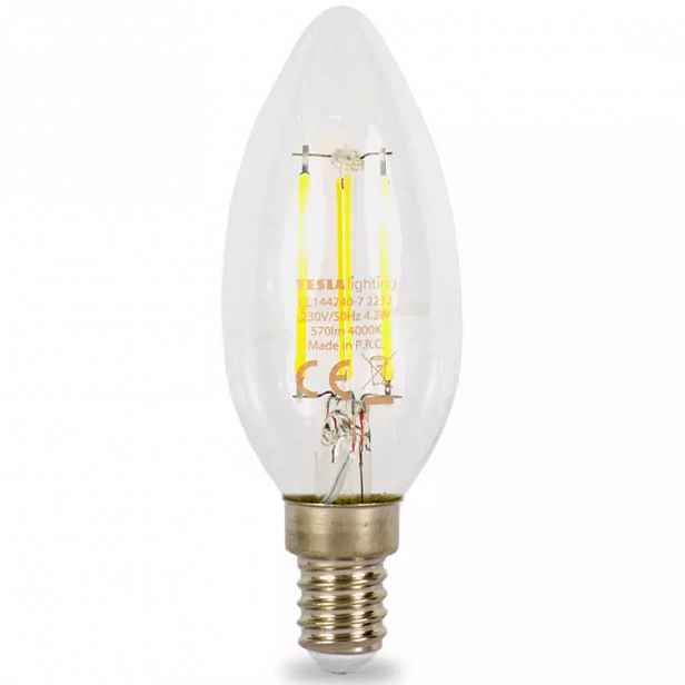 LED žárovka candle svíčka 4.2W E14 4000K 570LM