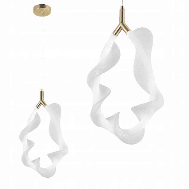 Závěsná Led lampa bílá vlna, kruh, zlaté prvky Toolight