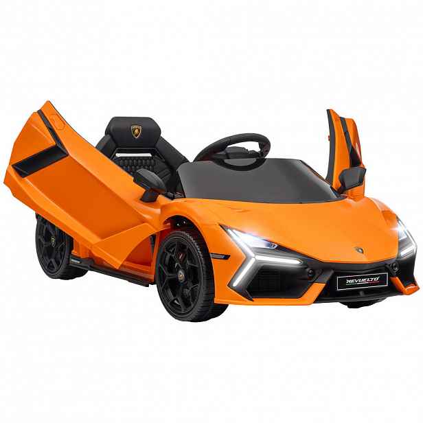AIYAPLAY DĚTSKÉ elektrické auto 12 V s dálkovým ovládáním 2,4 GHz, hudbou, oranžové
