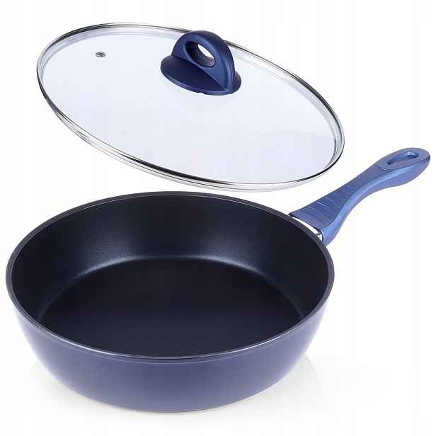 Diamantová Nepřilnavá Pánev S Víkem, Indukce A Plyn, Silná 28 CM