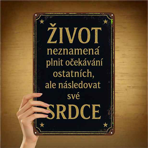 TEMU 2D plochá 1ks, "Sleduj své srdce - Inspirativní kovová umělecká cedule v českém jazyce" 8×12 palců