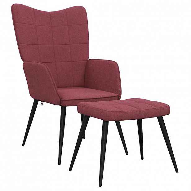 vidaXL Relaxační židle se stoličkou vínová textil
