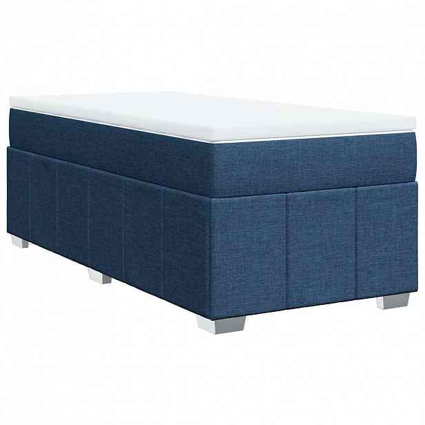 vidaXL Box spring postel s matrací modrá 100 x 200 cm textil