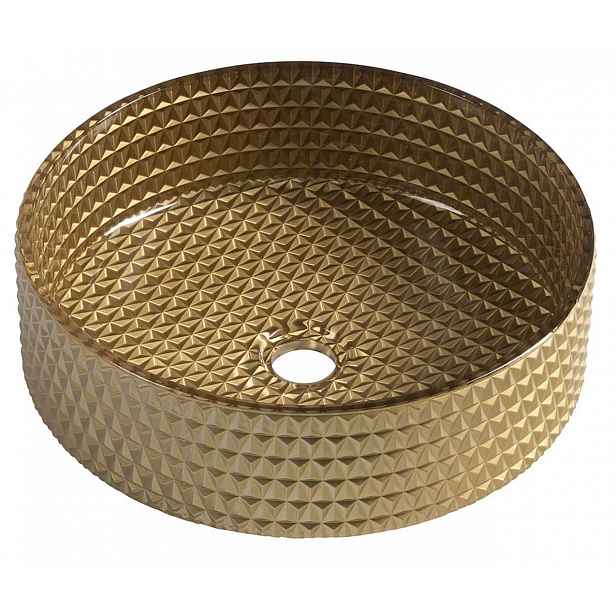 Sapho Beauty - Umyvadlo na desku, průměr 40 cm, bez přepadu, zlatá/sklo TY214Z