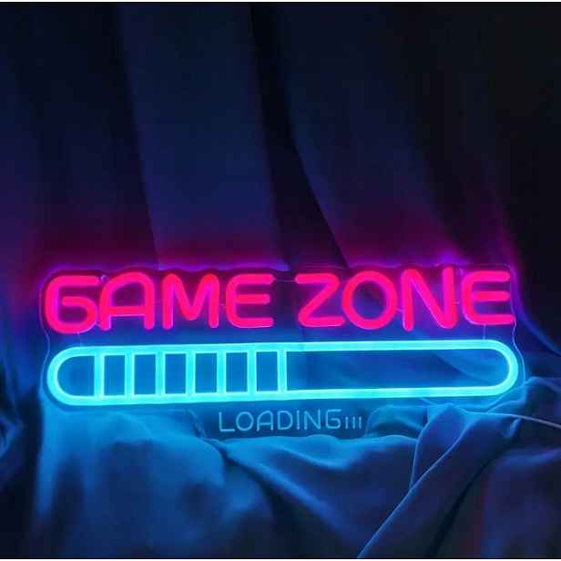 Velký Neon Led Game Zone Loading Noční Lampa Na Zeď Pro Hráče Dárek