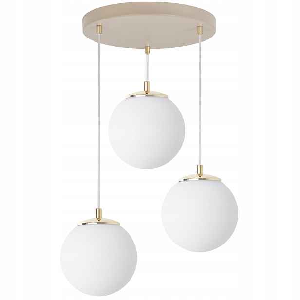 Závěsná Stropní Lampa Lustr Bílé Skleněné Koule Béžová Do Kuchyně Jídelny