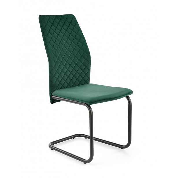 Jídelní židle samet / kov Tmavě zelená - výška: 97 cm