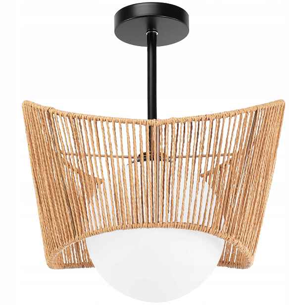 Bambusová Závěsná Stropní Lampa Jutový Provázek Boho Natural