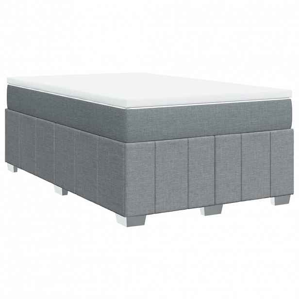 vidaXL Box spring postel s matrací světle šedá 120x190 cm textil