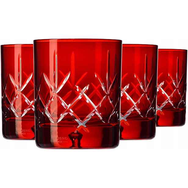 Krosno Saga Červené Sklenice Na Whisky 250 ML, Sada 4 Ks
