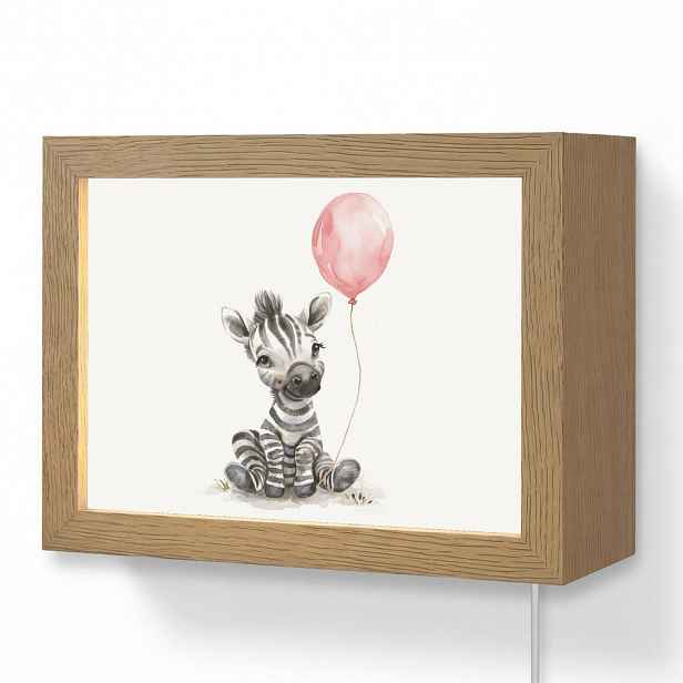 OnlyWow NÁSTĚNNÁ LAMPA Zebra - Dítě - Zvířata - Růžový balónek 20x15 cm