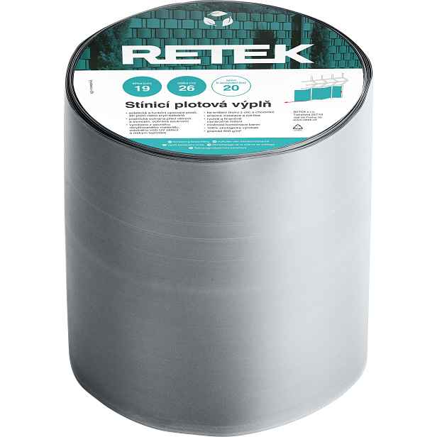 Plotová výplň stínicí RETEK PREMIUM světle šedá RAL 7035 (26 m/bal.)