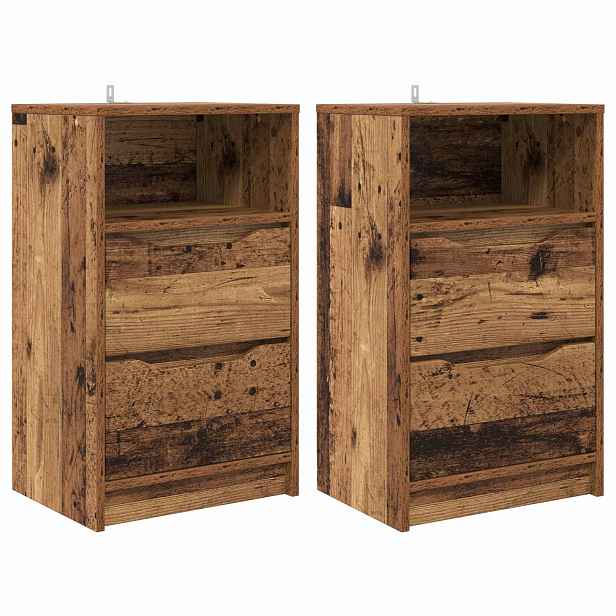 vidaXL Noční stolky 2 ks Staré dřevo 40 x 30 x 67 cm Kompozitní dřevo