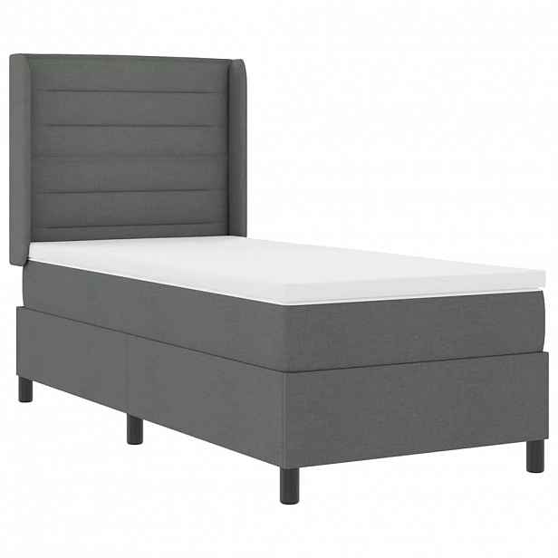 vidaXL LED box pružinová postel s čelo Tmavě šedá 100 x 200 cm textil