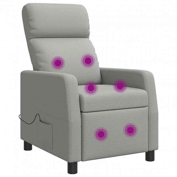 vidaXL Masážní polohovací křeslo Oblačno šedá Textil