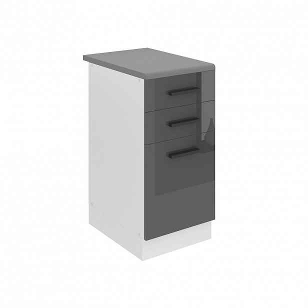 B BELINI GROUP KUCHYŇSKÁ SPODNÍ SKŘÍŇKA 40 cm s pracovní deskou, Stříbrná lesklá
