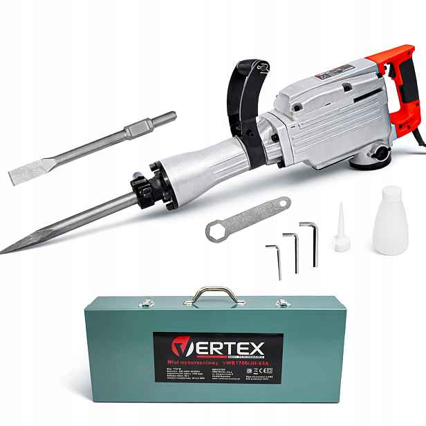 Demoliční Vrtací Kladivo 1700W Set 60J Hex 30 mm Kufr Sekáč