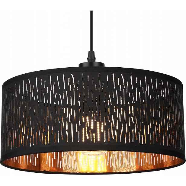 Frideko Závěsná lampa černá zlatá kulatá E27 Obývací pokoj Ložnice GA310
