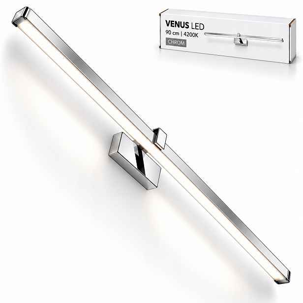 Nástěnné svítidlo Venus 18W 90 cm chrom Led neutrální 4200K IP44 pro zrcadlo