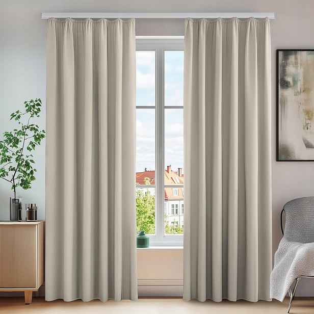 Sada Zatemňovacích Závěsů S Řasící Páskou 2 Kusy Béžová 260 X 140 CM