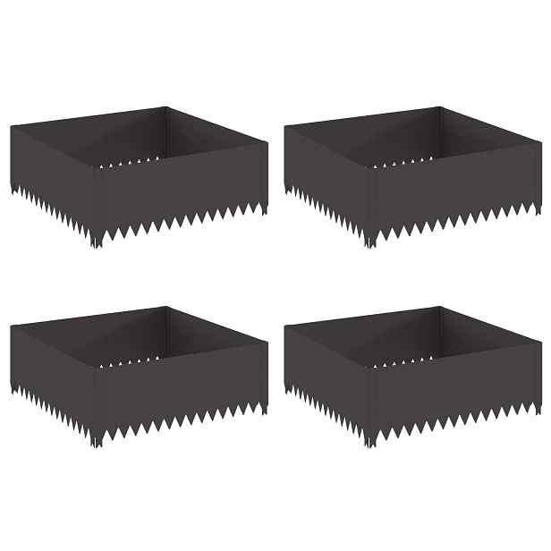 vidaXL Okraj trávníku 4 ks 100 x 100 x 35 cm Ocel Černá
